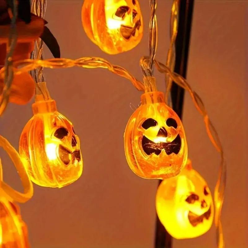 Halloween 20/40/80LED String Lights USB+Battery-Powered Spooky Pumpkin Lanterns Fairy Lights Outdoor Home Party Decorations
