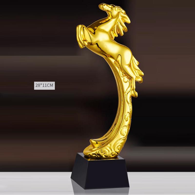 Spersonalizowany Kryształowy Trofeum Żywiczne w Kształcie Konia Kolorowy Druk Nagroda Sportowa Pamiątka dla Wybitnego Pracownika Dekoracja Domu 1 szt.