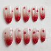 30Pcs Fall Press On Nails Medium Almond Red Maple Leaf Fake Nails with Gradient Designs Fall Leaves Stick On Nails Full Cover Autumn Acrylic Nails