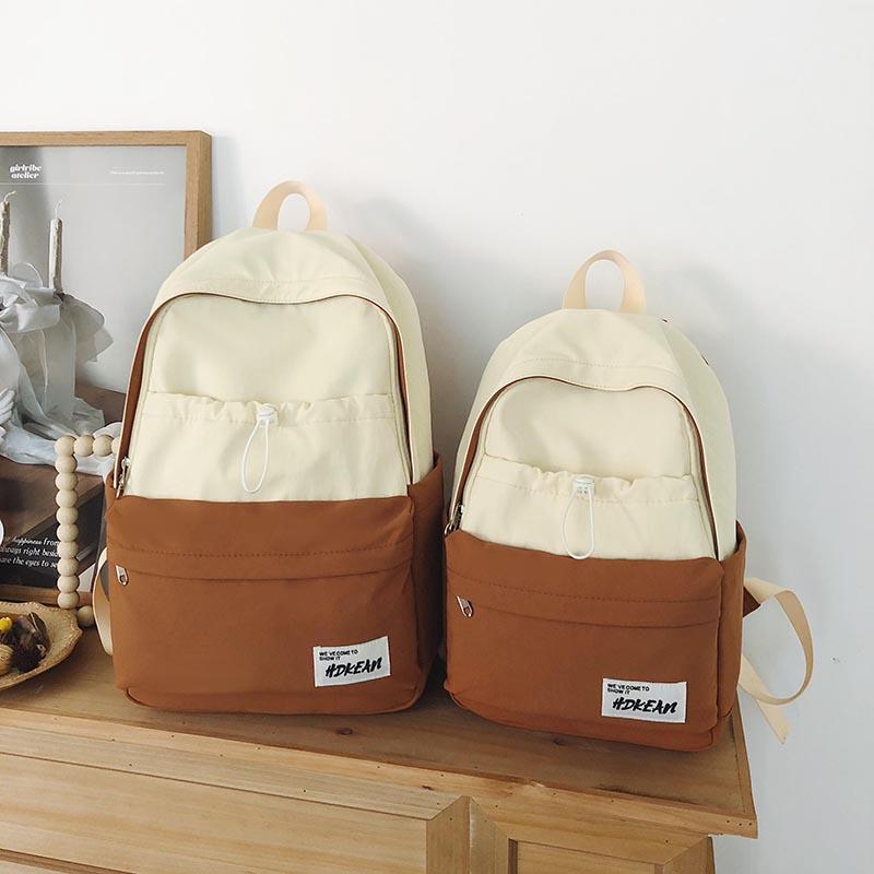 Large Capacity Nylon Women's Backpack Color Contrast Travel Backpack Student Lightweight Schoolbag