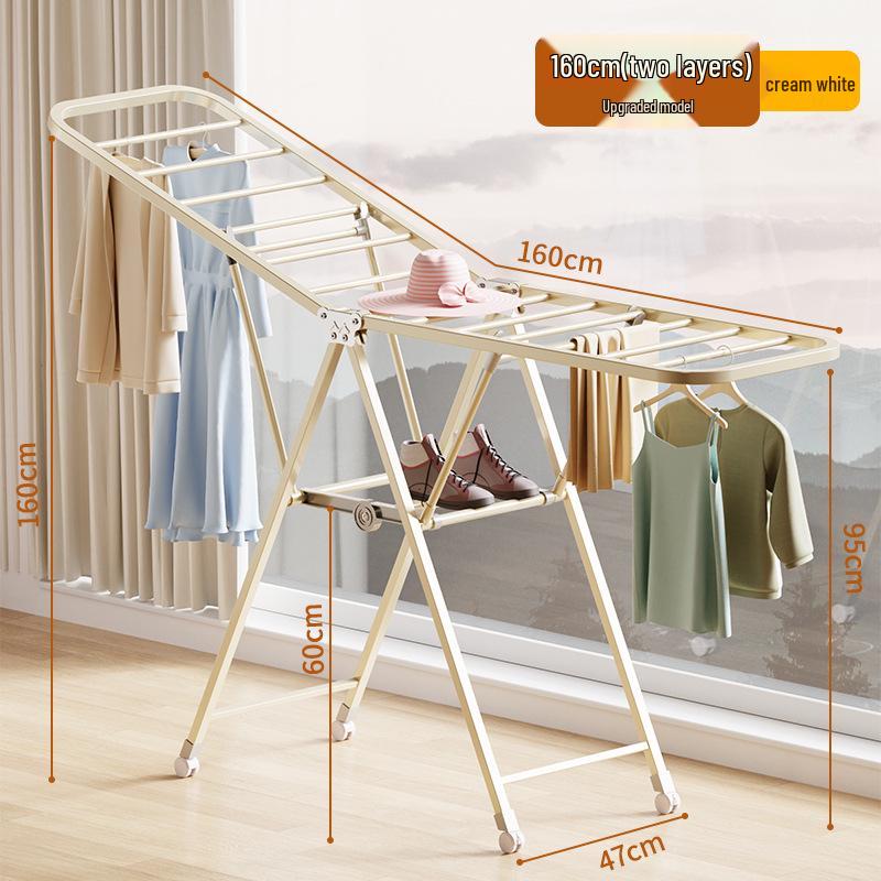 Foldable Wing-Shaped Clothes Drying Rack for Indoor/Outdoor Use