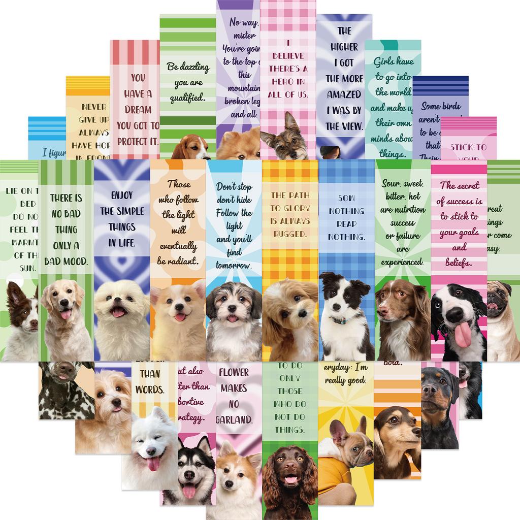 30 Dog Inspirational Bookmark Series Simple Hand-dog Literary and Creative Materials Ins Reading Paper Bookmark DIY