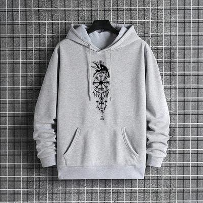 Vintages Raven Print Mens Trendy Hoodies 2025 Urban Streetwear Fashion Hip Hop Hooded Sweatshirt Male Casual Street Style Hoody