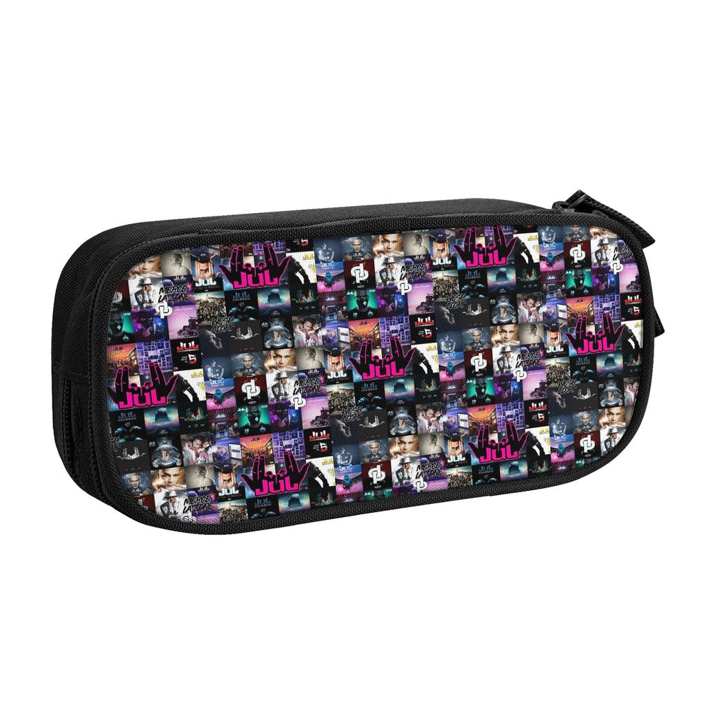 Kawaii JuL French Popular Singer Rapper Pencil Case for Boys Girls Large Storage Pen Bag Box Stationery