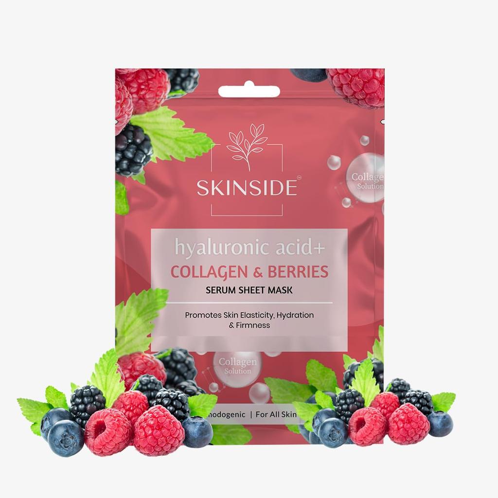 SkinSide Serum Sheet Mask for Glowing Skin with Hyaluronic Acid | Face Mask Sheets Combo for | Hydrating | Tan & Blackheads Removal | Instant Brigh