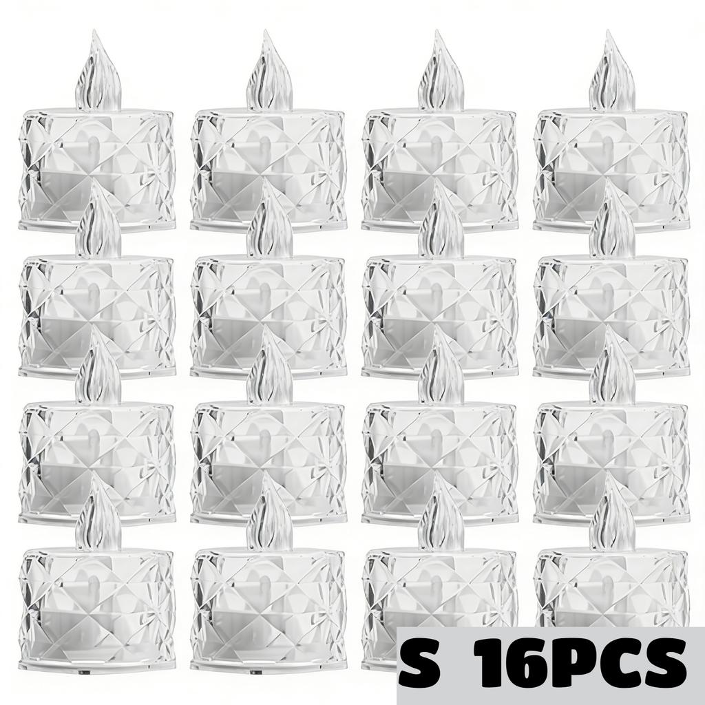 24PCS LED Flameless Candles Crystal Electronic Night Lamp for Date Party Valentine's Day Bedroom Wedding Christmas Decorations