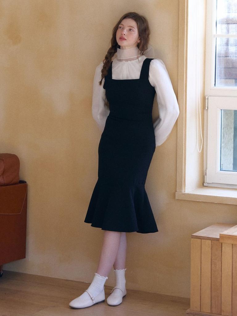 Fabric Seoul Sleeveless Semi Mermaid Dress_Black