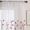 Rod Pocket Design Semi Sheer Curtain Easy Installation Wheat Embroidered Voile Drape Light Filtering for Home Decors