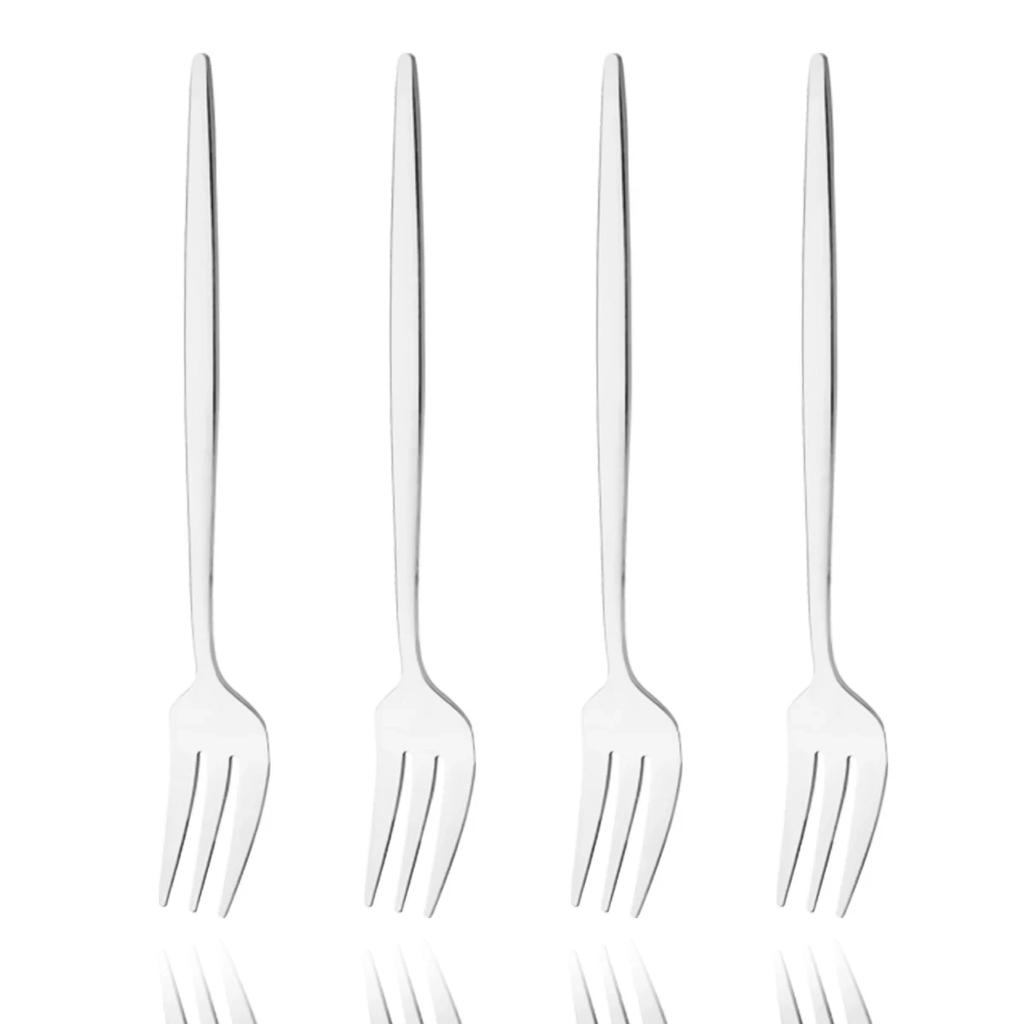 4Pcs Stainless Steel Tea Forks Black Gold Cake Fork Snack Salad Coffee Fruit Fork Mirror Cutlery Tableware Set Kitchen Utensils