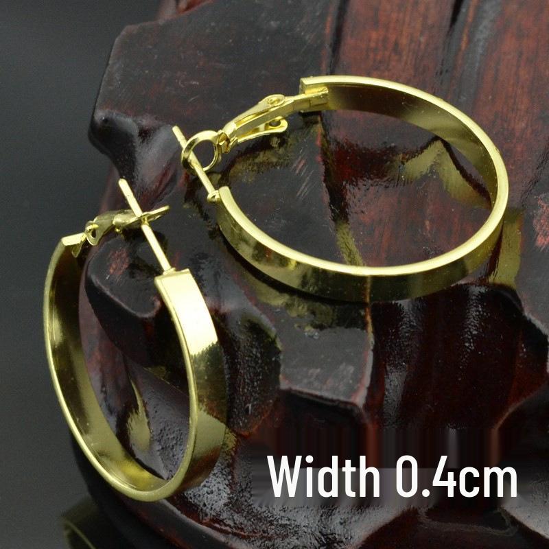 Women's Versatile Large Hoop Earrings - Trendy Personality In Black, Gold, Silver; Non-Piercing Ear Clips for Nightclubs