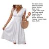 Summer Dress Women Sleeveless V Neck Ruffle Edge Elastic Waist Pure Color A Line Cutout Midi Swing Dress Knee Length Dating Shopping