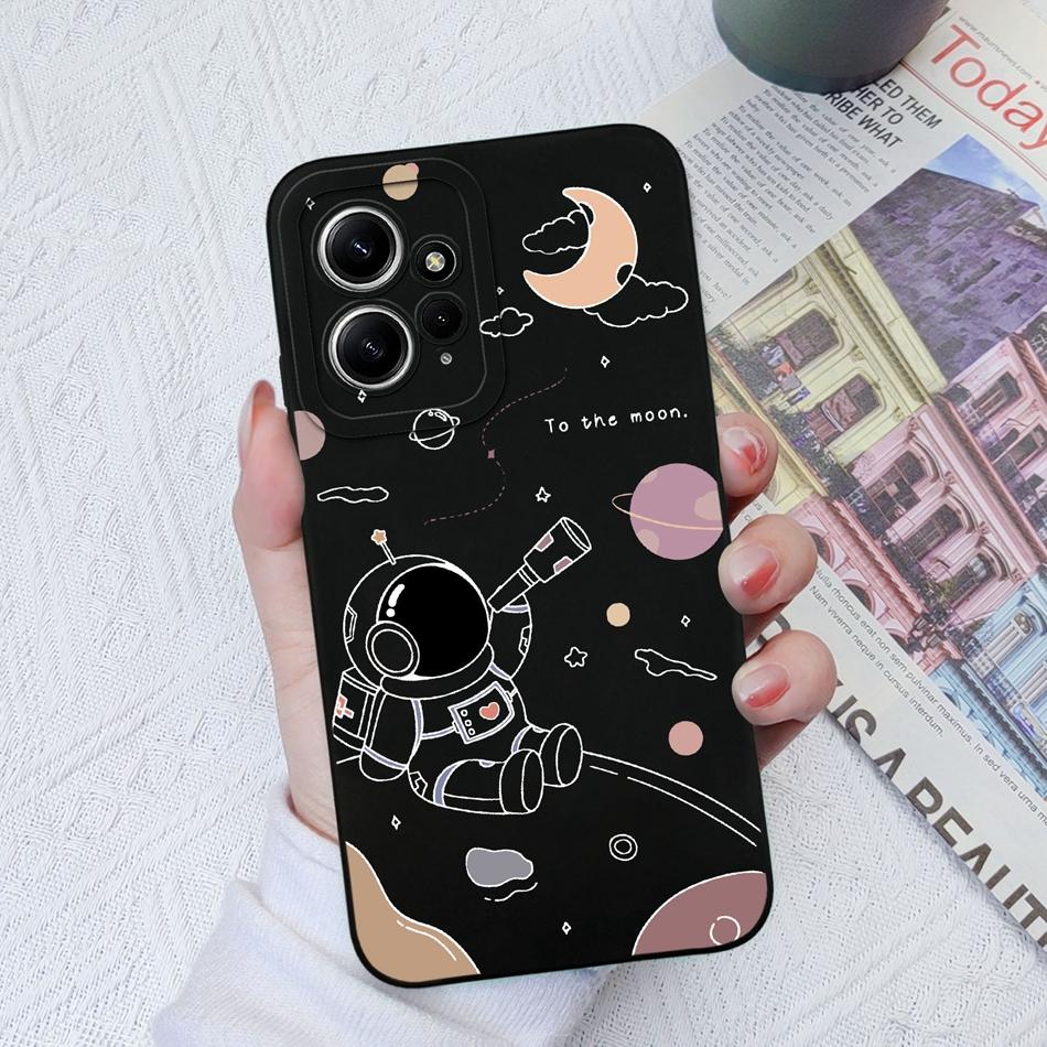 Cases For Xiaomi Redmi Note 12 12S 4G 5G Cute Patterned Liquid Silicone Anti Knock Back Cover For Redmi Note 12 S Funda Bumper