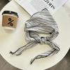 Stripe Print Snow Flower Scarves Sweet Cotton Linen Headscarf Exquisite Triangle Hijab Scarf  Girls