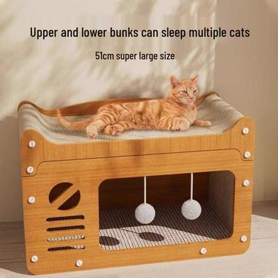 Durable Scratch Board: All-Season Corrugated Cat House and Claw Scratcher Villa