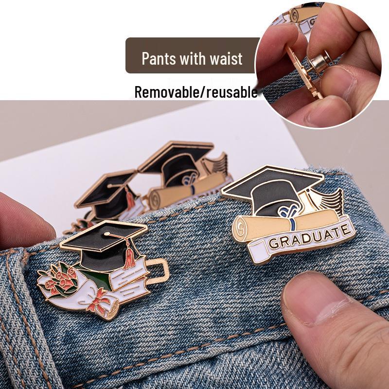 Adjustable Waist-Cinching Snap Button Jeans Accessory for Bachelor's Cap Graduation