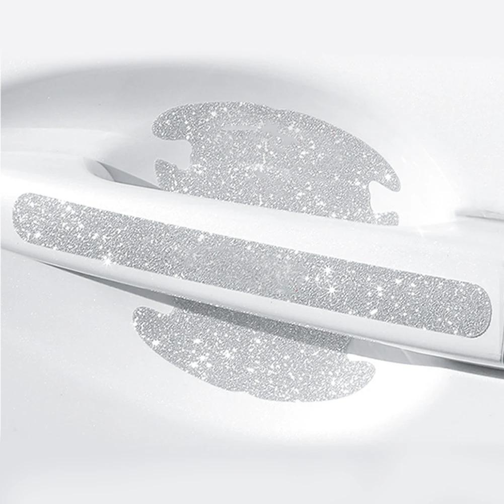 4X Car Door Bowl Handle Reflective Bling Sticker Anti-scratch Protection Rhinestone Decals Auto Door Styling Protector Stickers