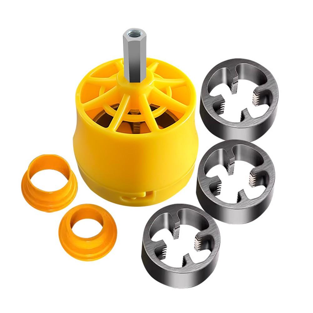 Electric Drill Compatible PVC Pipe Threader Kit with Various Die Sizes