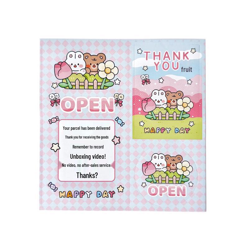 Cute Cartoon Style Adhesive Sealing Stickers for Cards and Gifts