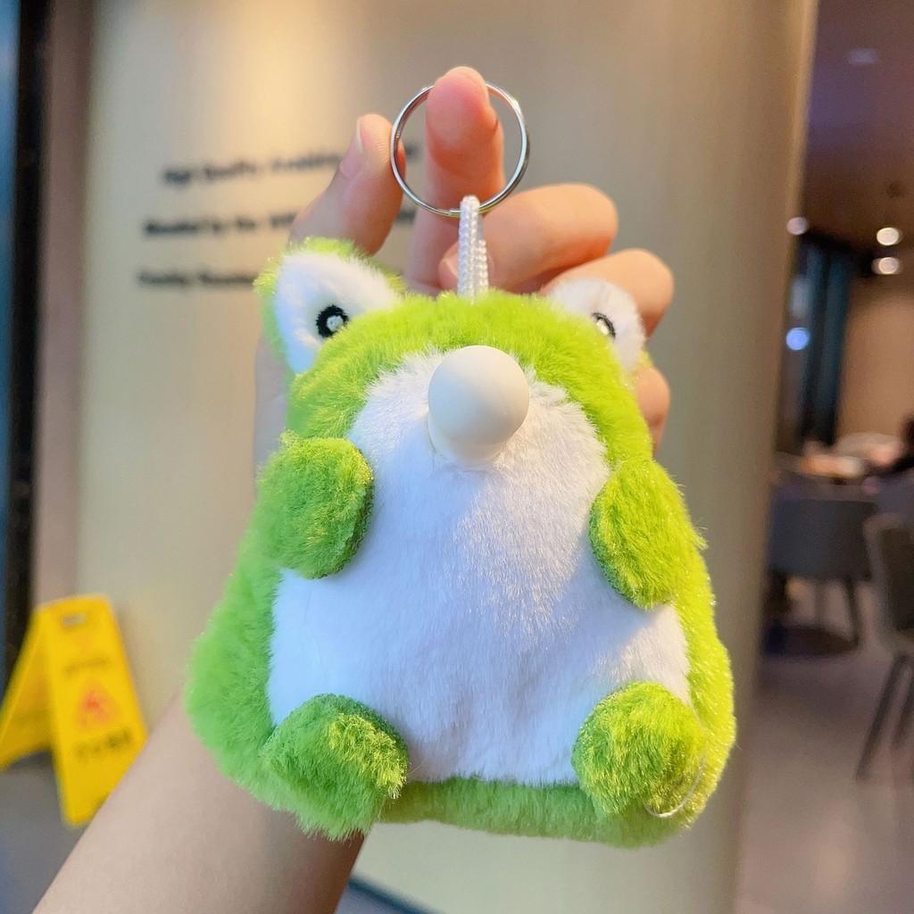 Cute Green Frog Plush Keychain Fun Squeaky Bubble Frog Bag And Car Accessory
