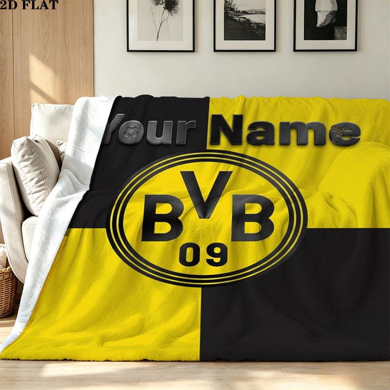 1PC Borussia Custom Name Patterned Flannel Blanket Suitable For All Seasons for Home Decor Warmth and Comfort Gifts Holiday Present