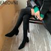 Fashion Winter Woman Over the Knee High Boots Fashion Slip On Sock Long Boots Shoes Ladies Elegant Square Heel Women's Footwear