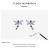 Yinziyun Insect Stud Earrings: Exquisite Butterfly & Dragonfly with Pave Diamond, 925 Sterling Silver