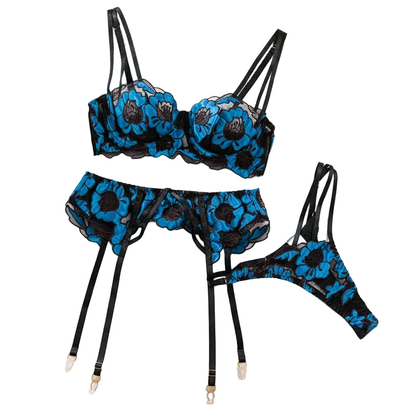 Floral Embroidered Bra Set Hollow Out Transparent Lingerie For Women Bras & Bra Sets