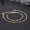 ORSA JEWELS Luxury 925 Sterling Silver Green 4A CZ Tennis Bracelet for Women Adjustable 2mm Zircon Tennis Bracelet Jewelry SB191