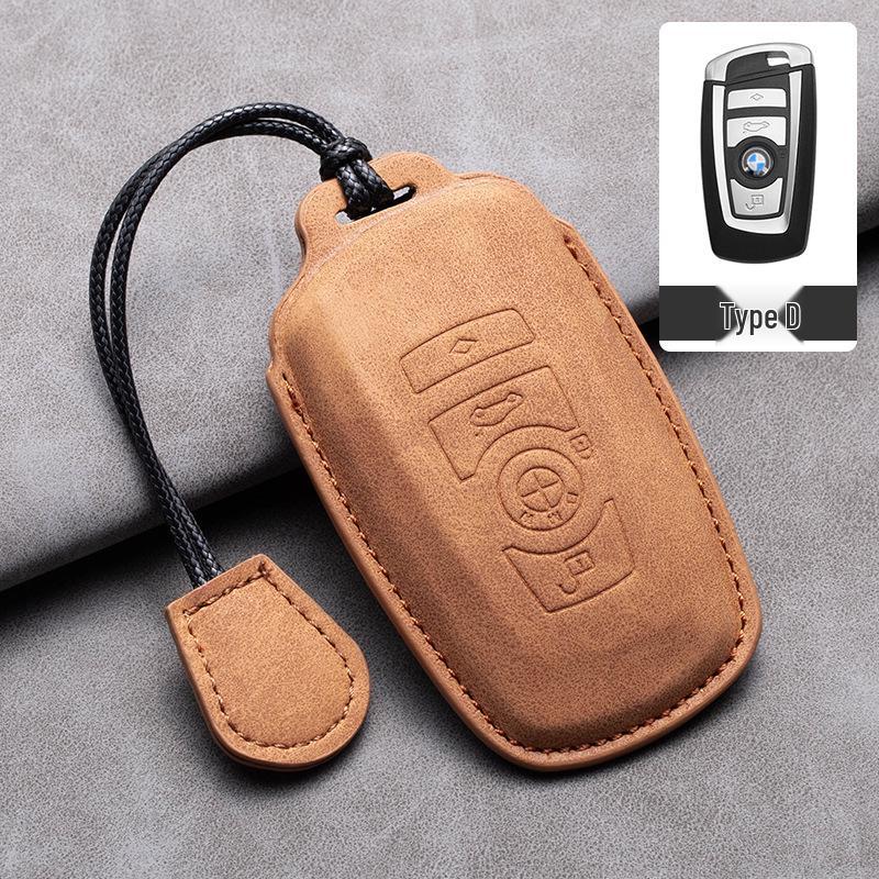Compatible Leather Keychain Shell for BMW Series: Fits X1, X3, X5, 1 Series, 3 Series, 5 Series, 6 Series, 7 Series, NFC Card Snap