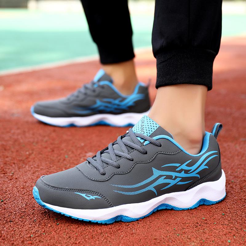 New Lightweight Soft-soled Fitness Men's Sports Shoes Leather Surface Waterproof Casual Running Shoes Men's Shoes Spot