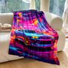 1PC Retro Car Neon Cityscape  Print Adult Children Warm Blankets Home Travel Car Soft Comfortable Suitable for All Seasons