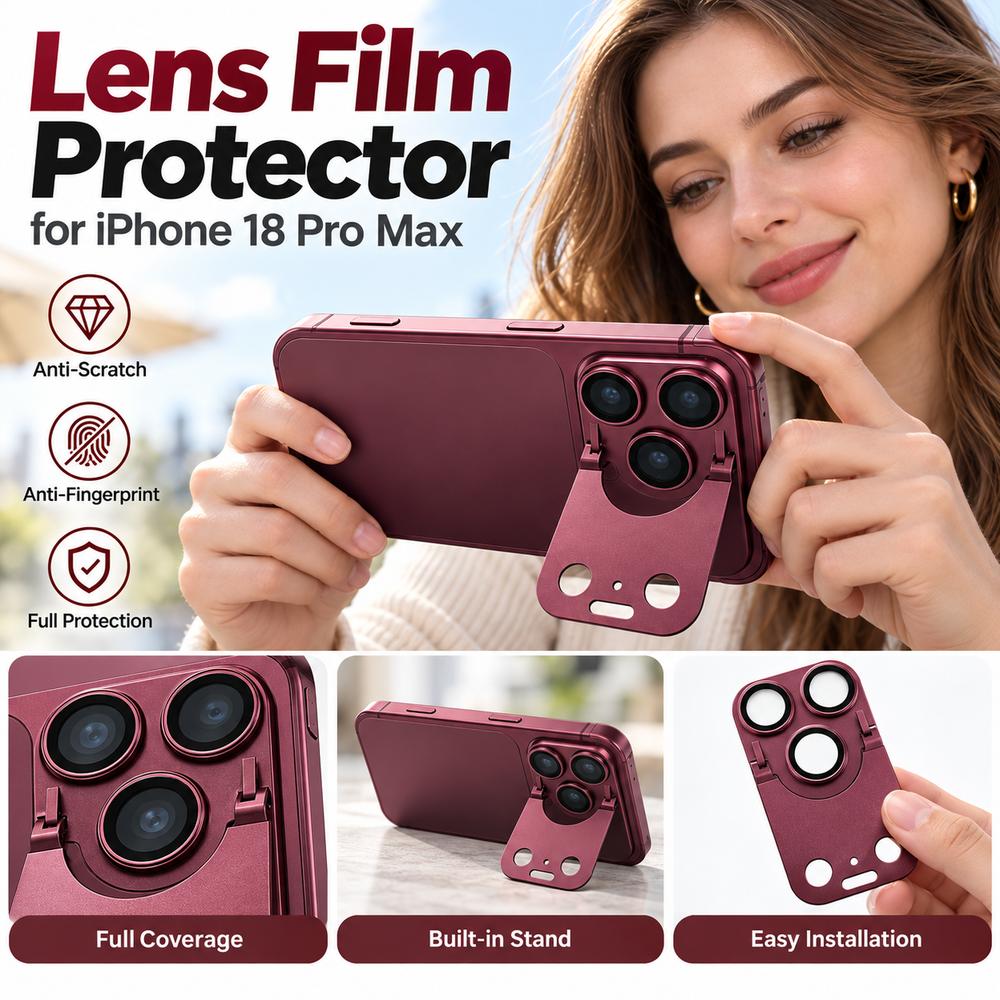 2-in-1 Lens Film Protector HD Glass Anti-scratch Camera Lens Cover Full Coverage Metal Frame for iPhone 18Pro/18 Pro Max 4