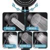 Shower Head Water Saving Black 5 Modes High Pressure Shower One Button Stop Water Massage Ecological Shower Accessories