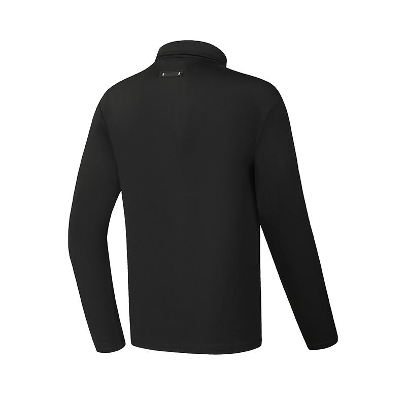 Fila Golf Series Simple Texture Casual Sports Comfortable Knitted Long Sleeve Polo Shirt Men Tops Deep-Black A11M615210FBK