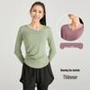 Women's Slimming V-neck Long Sleeve Fitness Top - Solid Color, Versatile for Outdoor and Yoga.