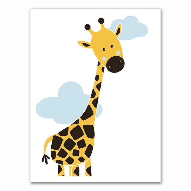 Yellow Lion Canvas Painting Baby Room Decor Cartoon Animals Wall Art Nordic Zebra Plakat Wall Pictures For Baby Kids Room No Frame