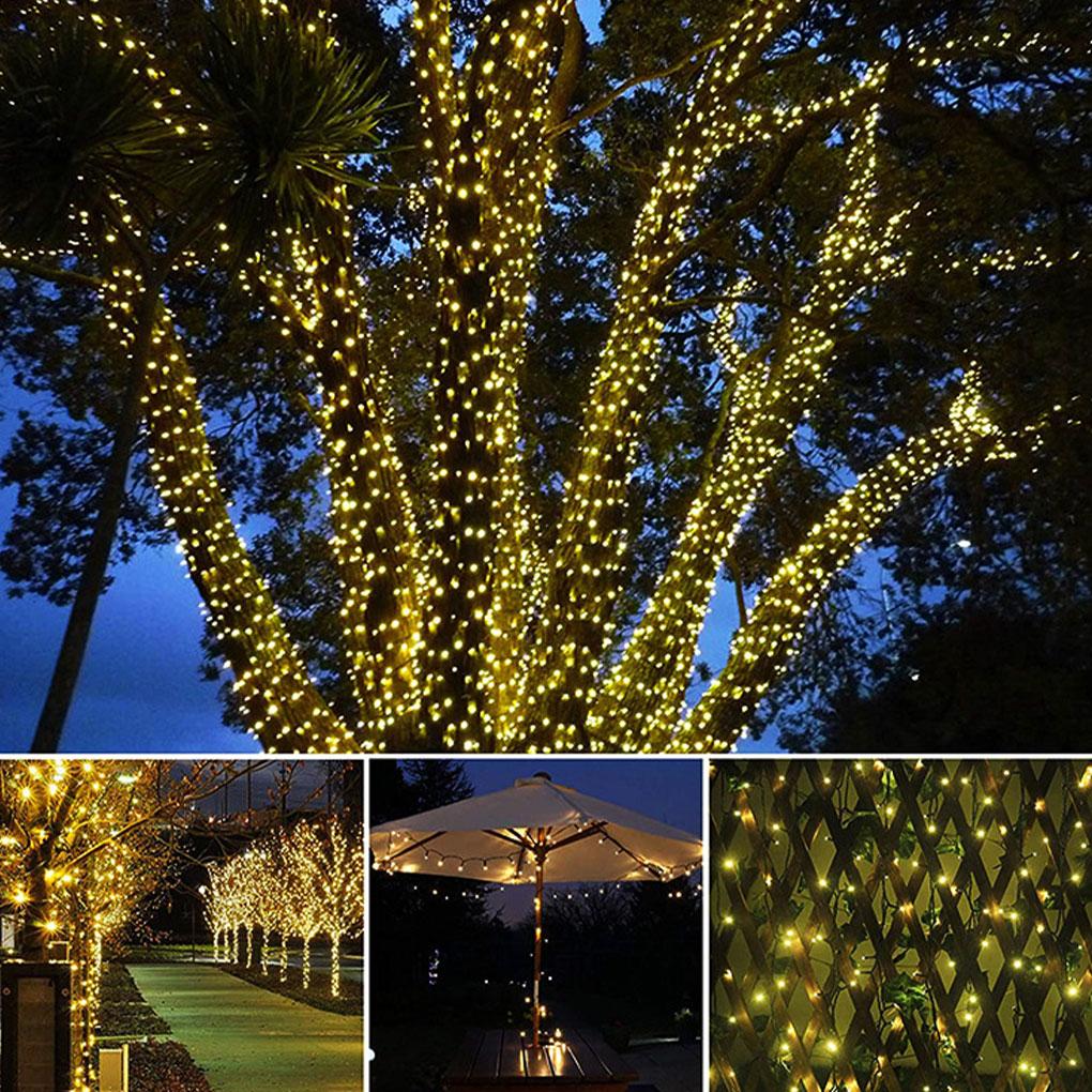 Solarne Lampki Sznurkowe Lampy Nocne Festiwalowe Wodoodporne Oświetlenie Dekoracyjne Bar Okno Tło Ogród Trawnik Drzewa Dekoracja