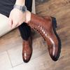 Men’s Boots Wingtip Dress Formal Brown Leather Brogues Tuxedo Wedding Motorcycle Casual Black Boots for Men