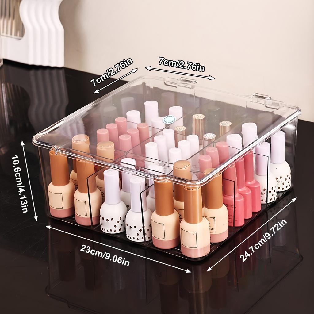 1pc transparent/translucent black 9 goggle nail polish storage box desk dresser nail care cosmetic bag organizer