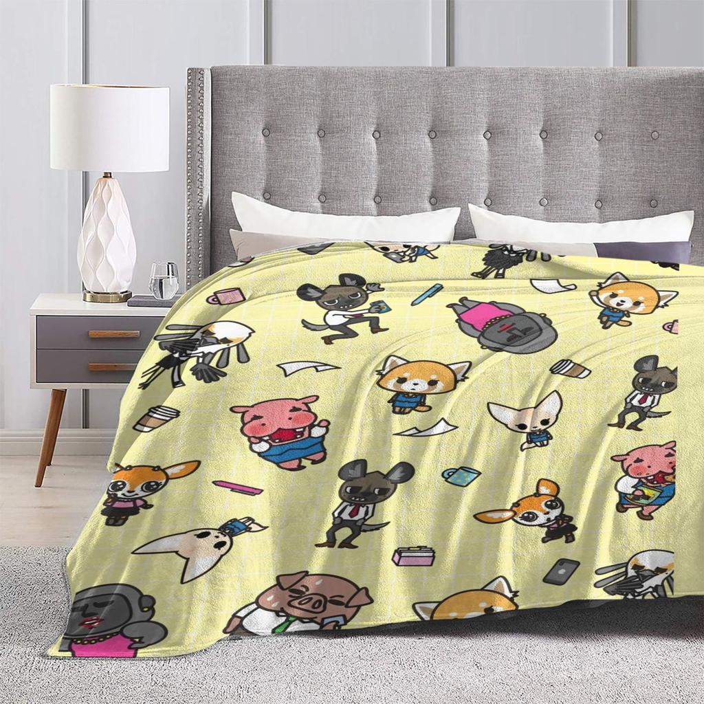 Aggretsuko Blanket Quality Soft Throw Blanket Autumn Travel Couch Chair Pattern Bedspread