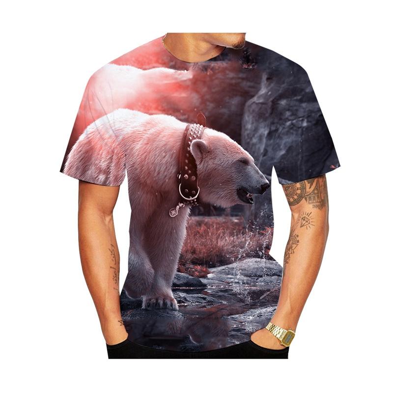 Cute Polar Bear Graphic T Shirts For Men Fashion Summer Short Sleeve 3D Animal Printed Kids T-shirts Casual Streetwear Tees Tops