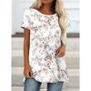 Top largo de manga corta con cuello redondo y dobladillo irregular para mujer, camiseta larga informal holgada, adecuada para el uso diario