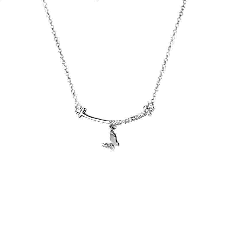 

Ожерелье «Улыбающаяся бабочка» с небольшим дизайнерским смыслом, изысканными линиями и бриллиантовой инкрустацией, модная, легкая роскошная ключичная цепочка