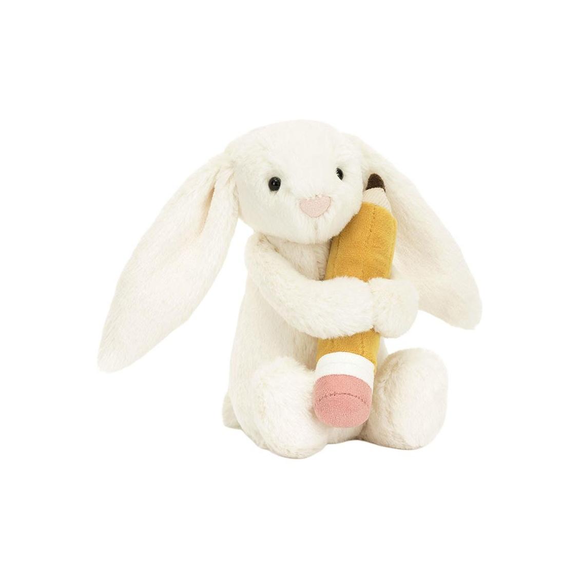 

JELLYCAT shy series Bashful Bunny With Pencil holding pencil rabbit soft cute comfort doll plush doll sitting position 15cm high Box Not Included