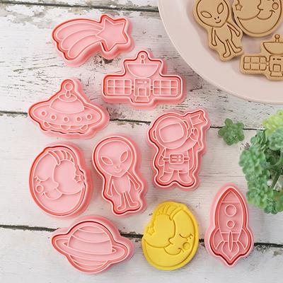 Set 8 Bucăți Model Astronaut Spațial pentru Biscuiți Extraterestru Desen Animat 3D Model pentru Fursecuri Tăietor de Biscuiți Plonjor DIY pentru Fondant Ustensile pentru Tort Ustensile de Bucătărie pentru Copt Patiserie