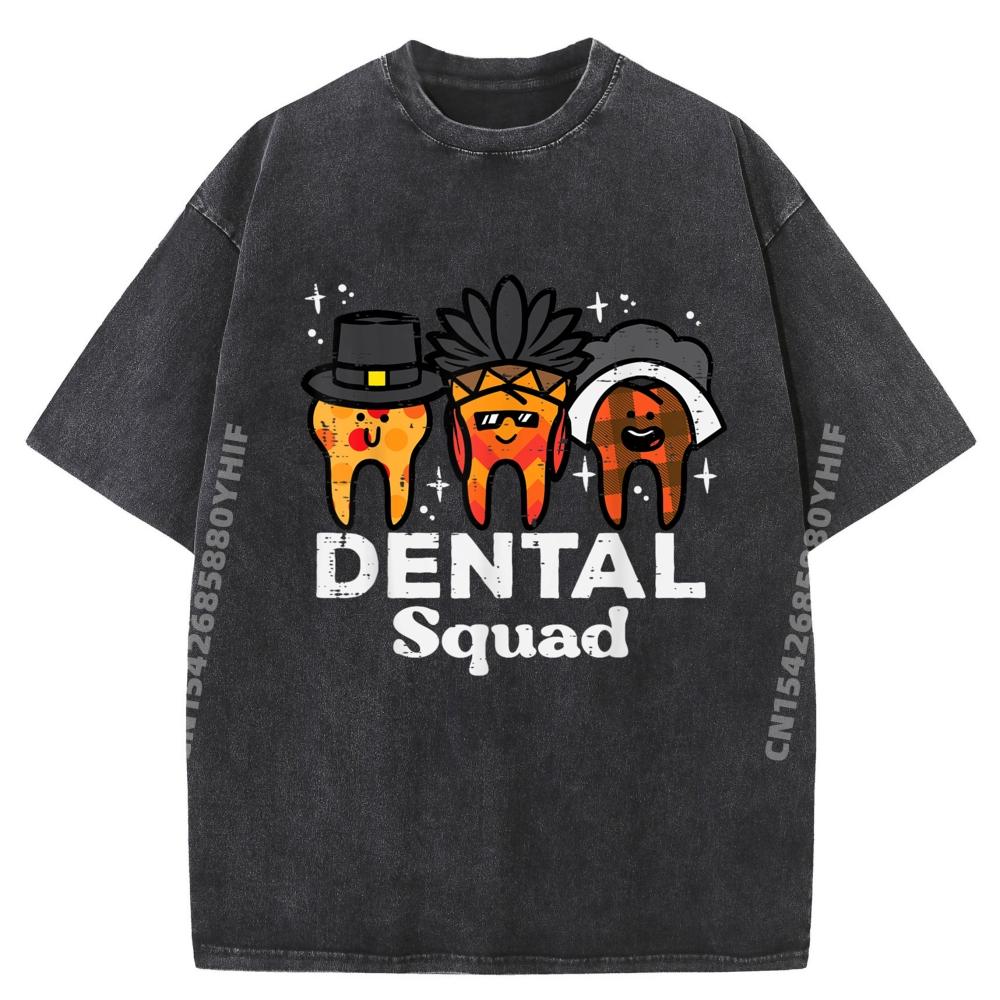 Thanksgiving Teeth Dental Squad Funny Fall Tooth Dentist Thanksgiving Christmas Hallothanksmas Washed Tshirt T Shirt