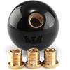 Round Ball Shift Knob Universal Gear Shift Knob 5 6 Speed For Manual Automatic Vehicles With Adapters (Pure Black)