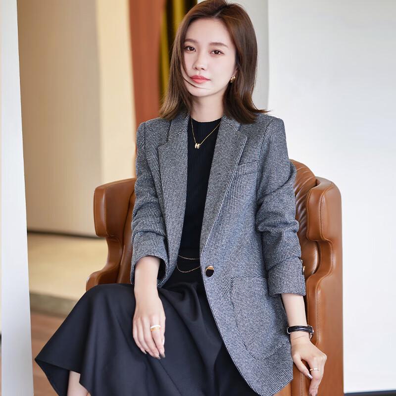 Женский повседневный клетчатый блейзер L