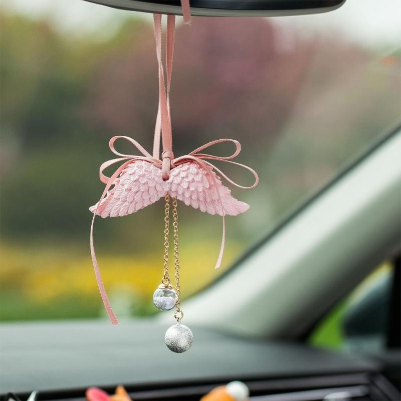 Delicate Angel Wing Design Vehicle Hanging Art User Friendly Gypsum Sculpture Small Car Interior Decoration Piece