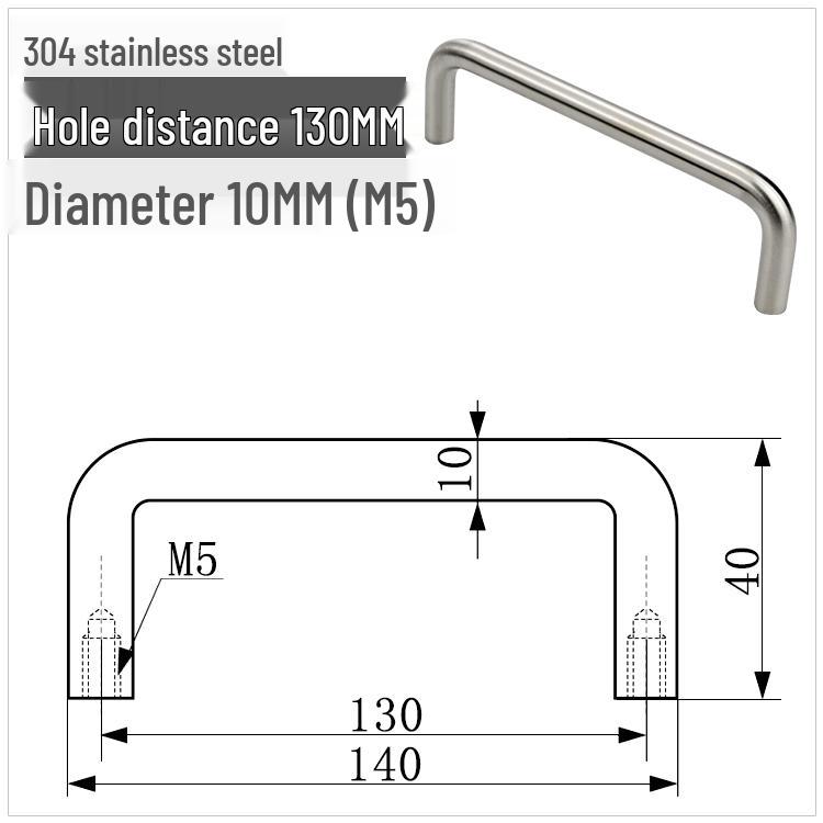 Maniglia a U per Armadio in Acciaio Inossidabile 304, Pomolo Rotondo in Acciaio al Carbonio Lucidato, disponibile nelle misure M3, M4, M5.